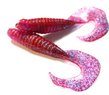 Приманка силиконовая Твистер №5 одноцветная (017, Вишневый с блестками)