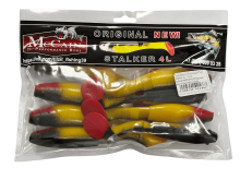 Приманка силиконовая Tilzit Stalker 4L" 10см крашеная (Желтый/Красный хвост/Черная спинка)