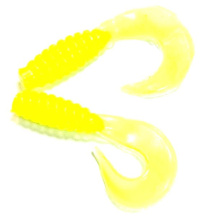 Приманка силиконовая Твистер №1 3,5см одноцветная (018, Лимонный)